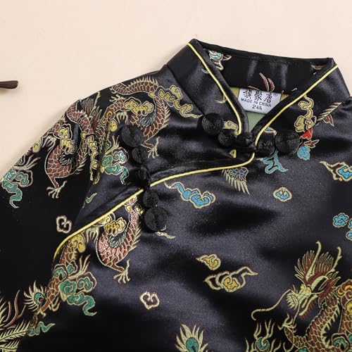 GirlsChinese New Year Peony Long Sleeve Qipao Dress for Kids