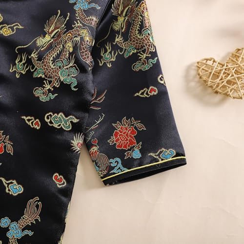 GirlsChinese New Year Peony Long Sleeve Qipao Dress for Kids