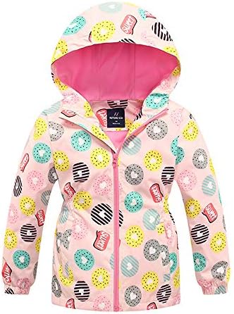 Girls Rain Jacket Waterproof Zip Windbreaker with Fleece Lining