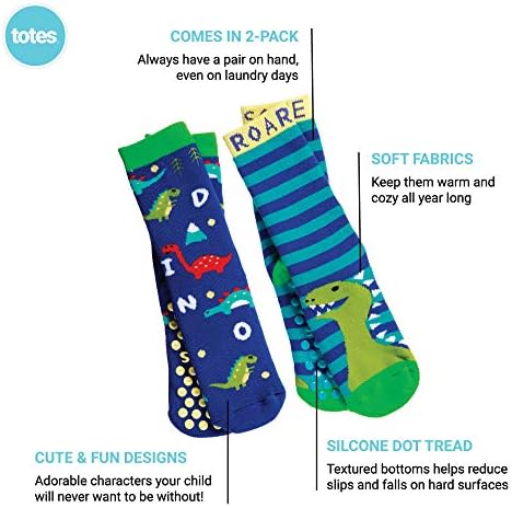 Totes Toddler Slipper Socks - Cozy Dino and Unicorn Design