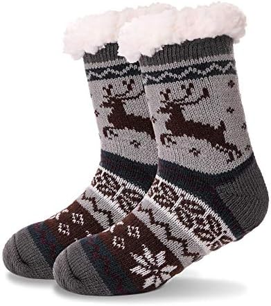MOGGEI Fuzzy Slipper Socks for Kids Warm Cozy Anti-Slip Gift