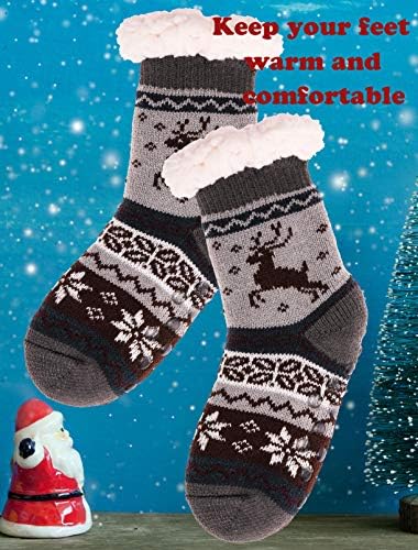 MOGGEI Fuzzy Slipper Socks for Kids Warm Cozy Anti-Slip Gift
