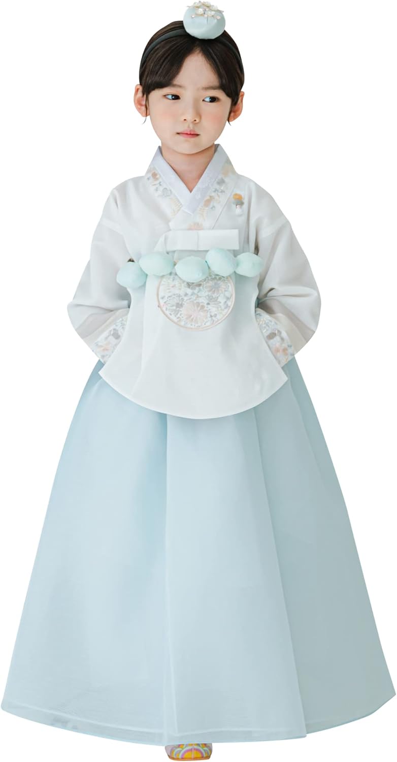 Striped Sky Dangui Girl Hanbok for Kids - Modern Traditional