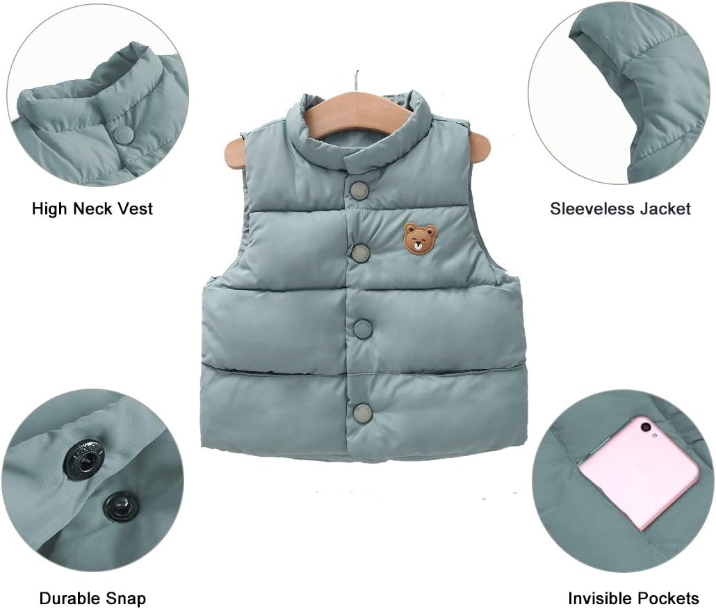 Cute Lightweight Winter Puffer Vest for Kids