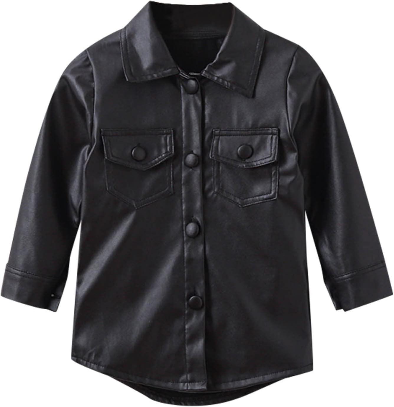 AMIMOJY Toddler Girls Infant Long Sleeve PU Leather Jacket Winter