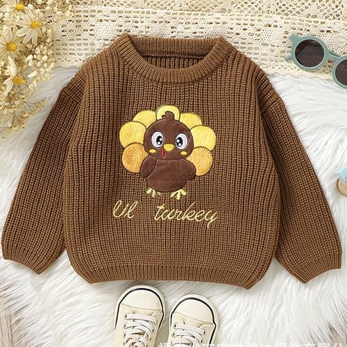 Cute Turkey Three Pattern Knitted Sweater Dress for Kids