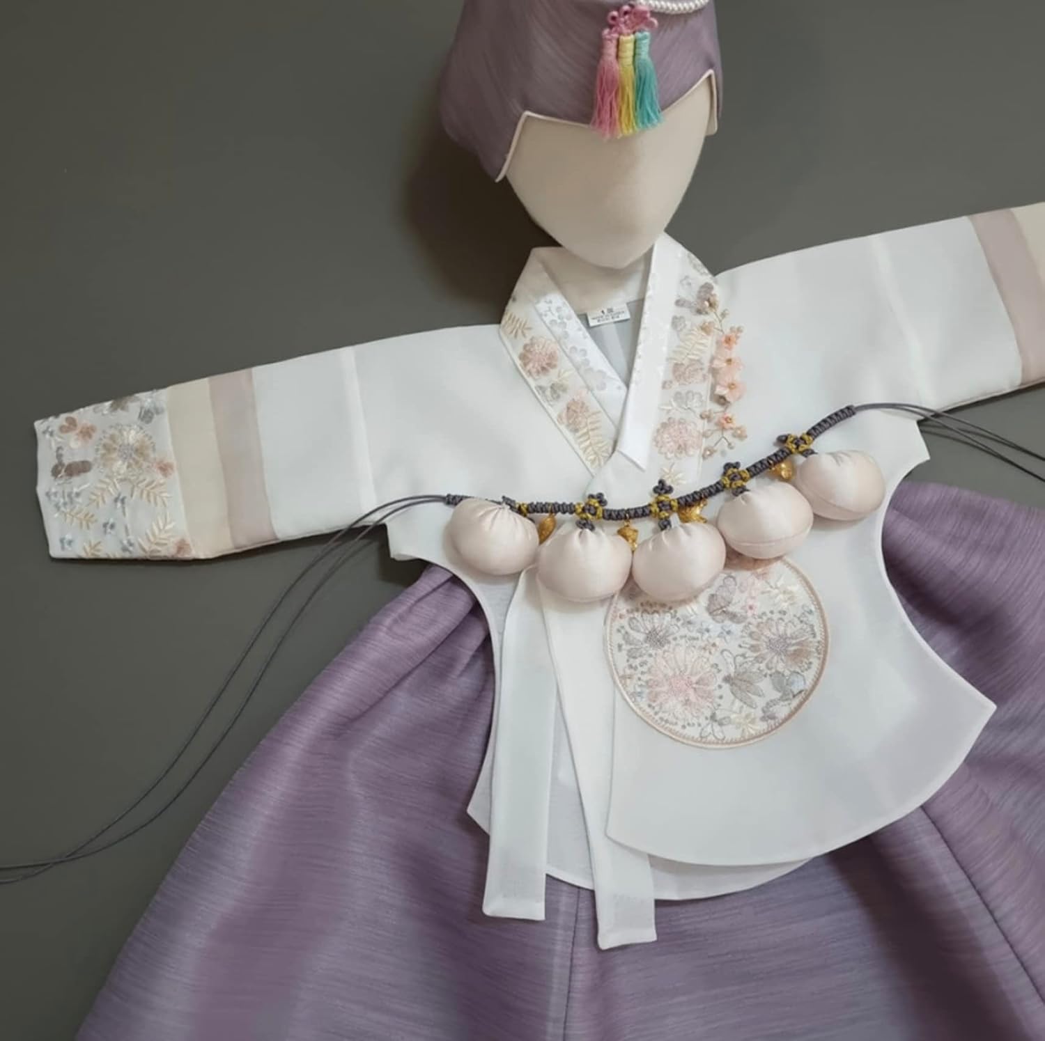 Festive Striped Sleeve Baby Girl Korean Hanbok for Special Occasions
