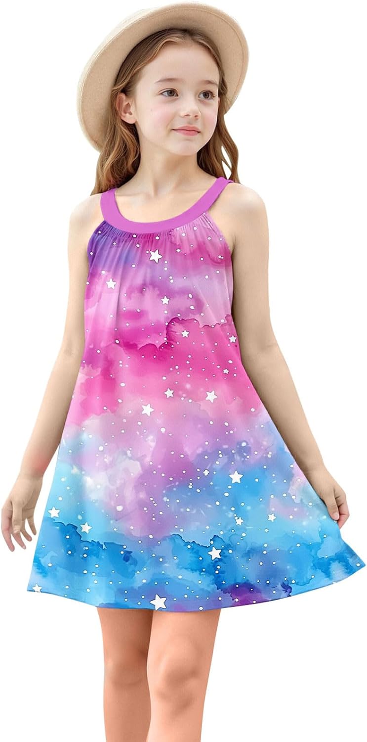 Rainbow Striped Summer Dress for Girls Kids and Toddlers