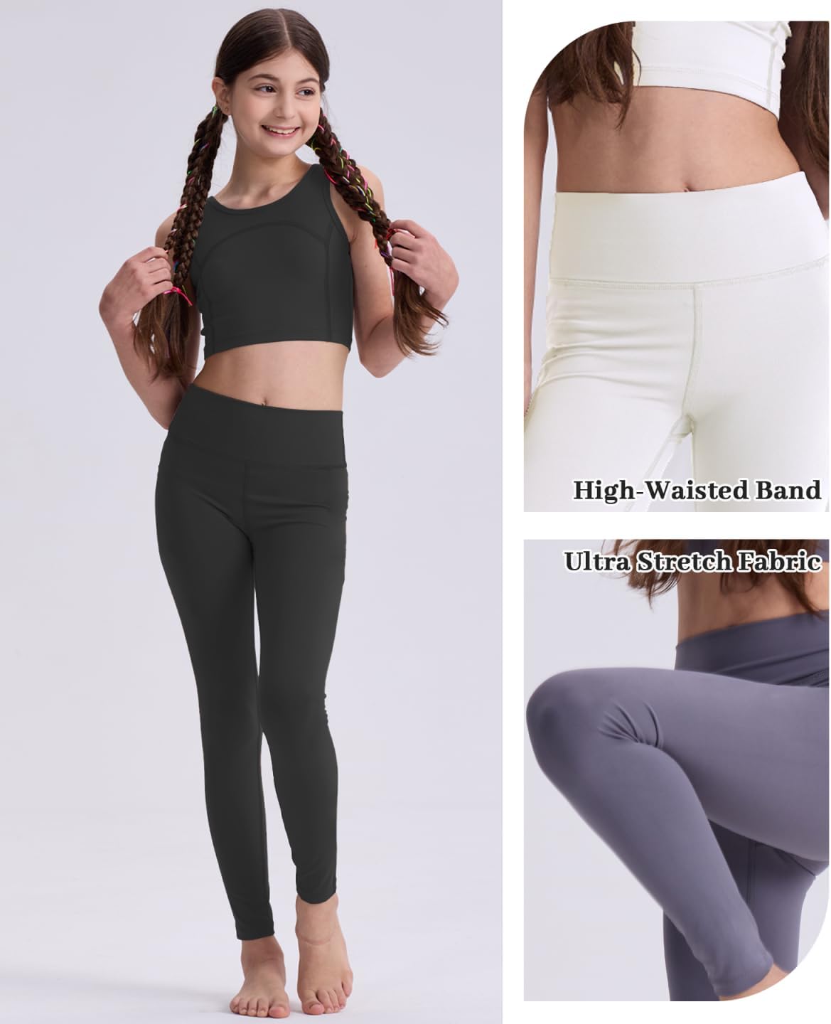 Adventure in Style - 3 Pack Black Athletic Leggings for Girls