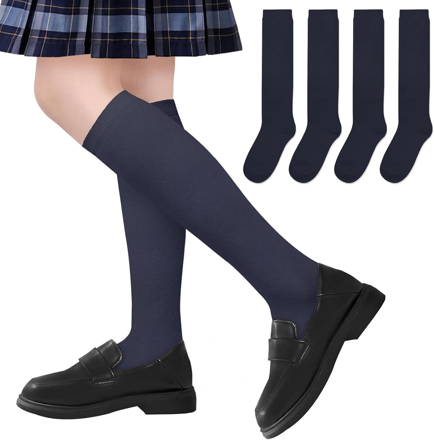 Lainlight Comfortable Knee High Socks for Girls in School Uniforms