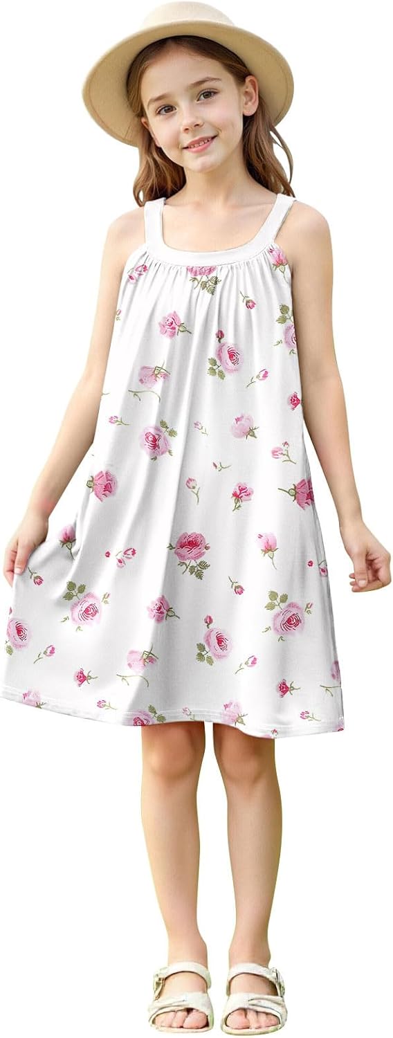 Beessbest Girls Day Out Rainbow Sundress Striped Cartoon Colourful sleevelessCasual Summer Dress