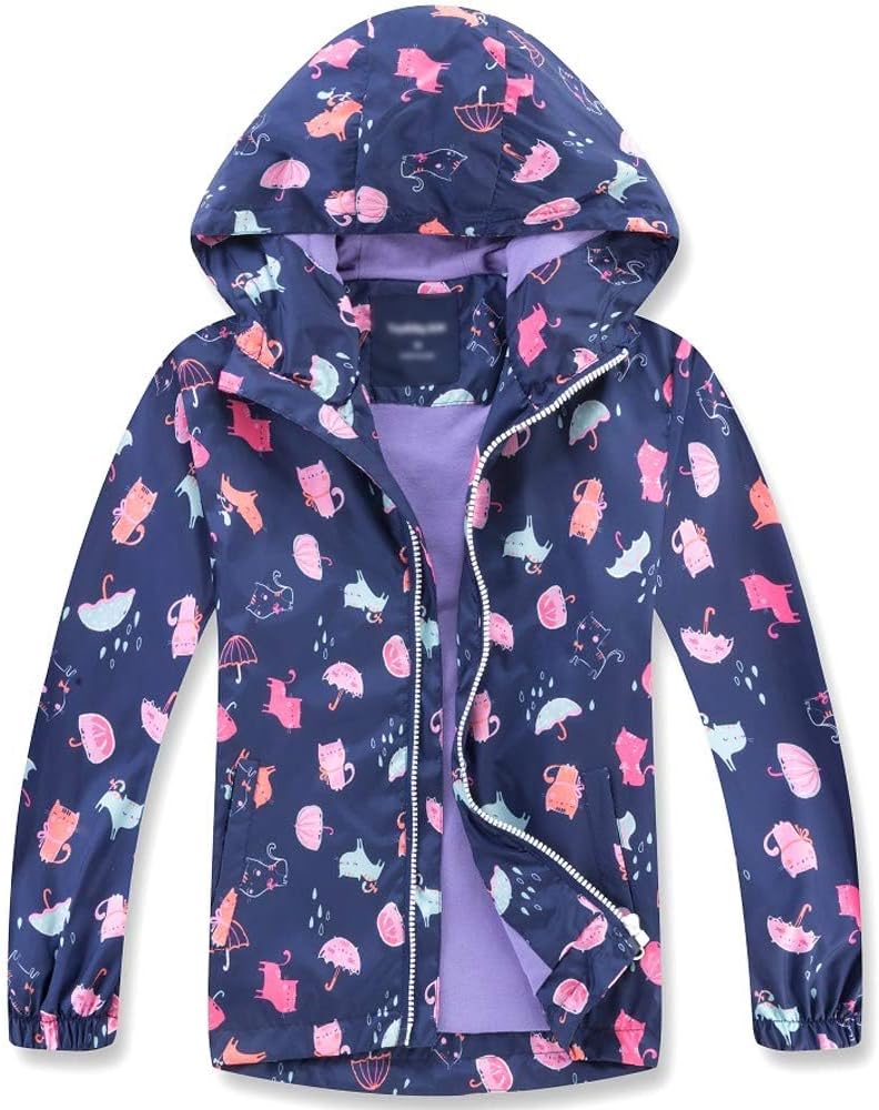 SHOOYING Kids Rain Jacket Waterproof Windbreakers for Boys Girls