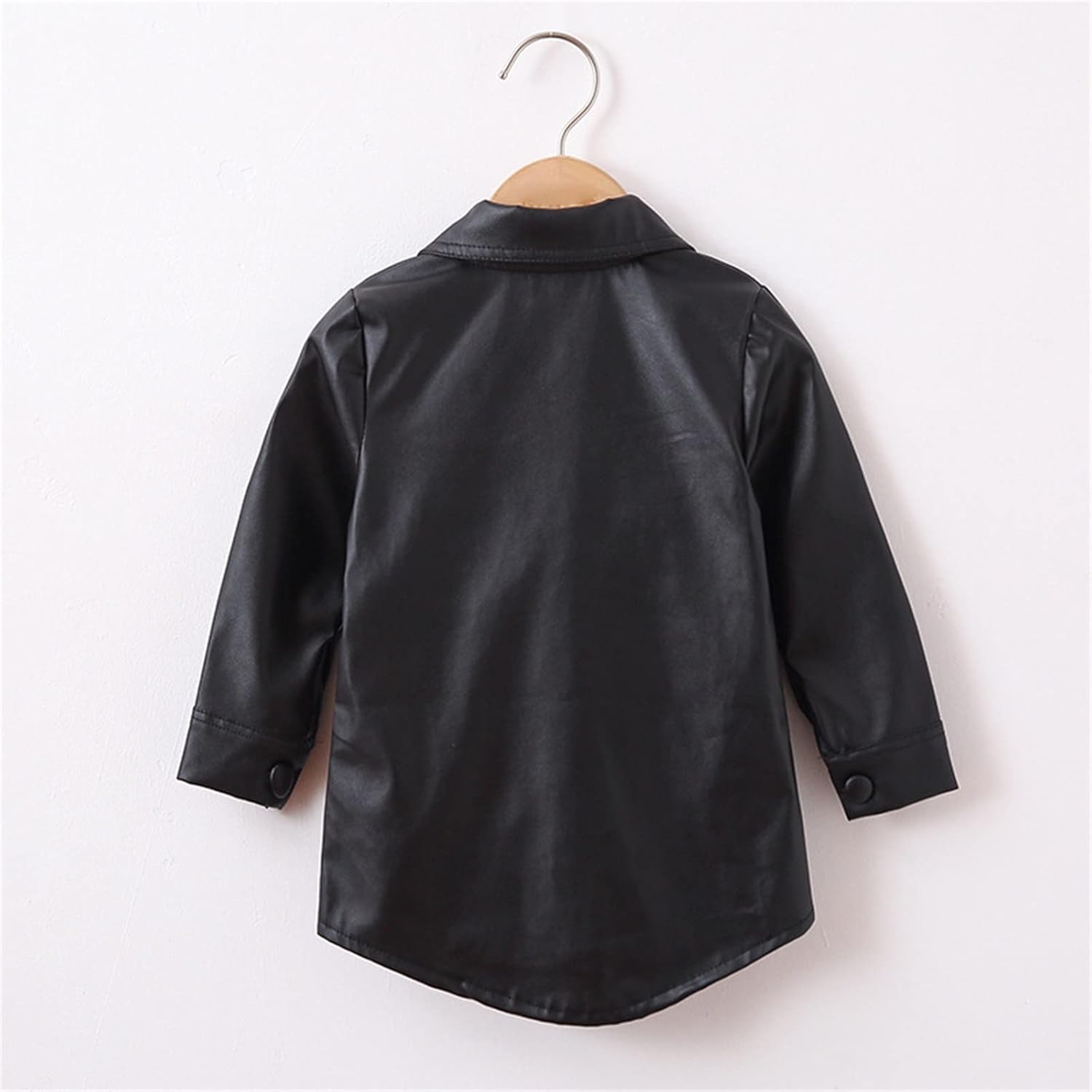 AMIMOJY Toddler Girls Infant Long Sleeve PU Leather Jacket Winter