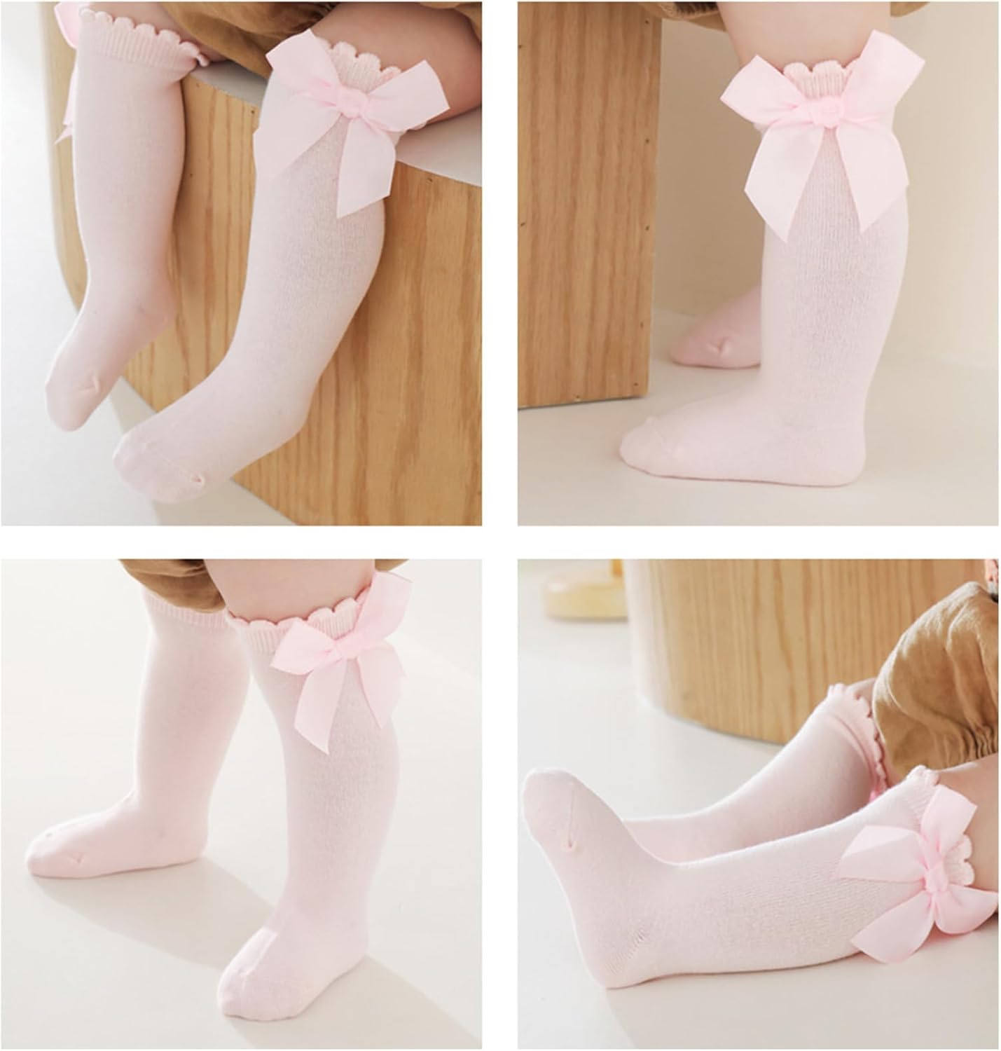 AQOKKA 3 Pairs Baby Knee High Socks for Girls