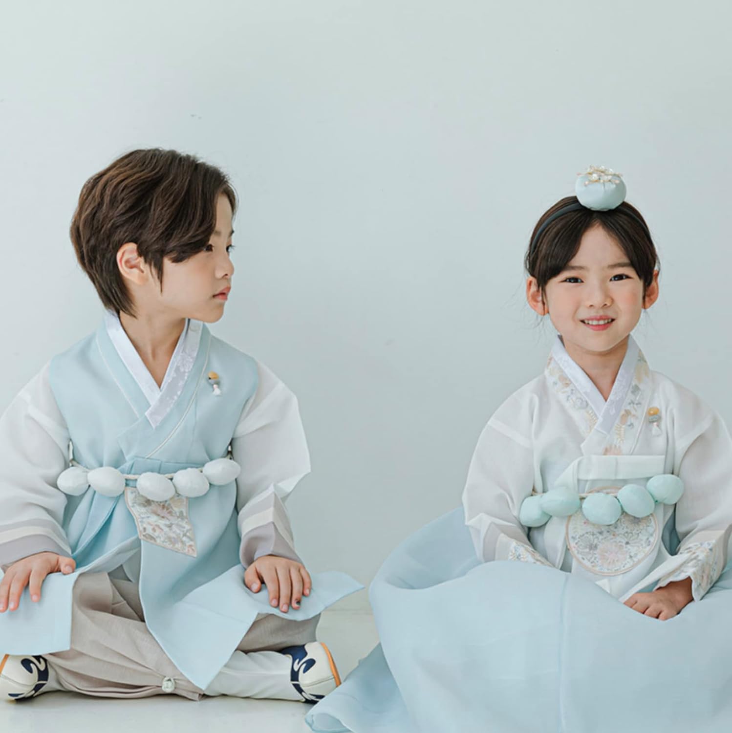 Striped Sky Dangui Girl Hanbok for Kids - Modern Traditional