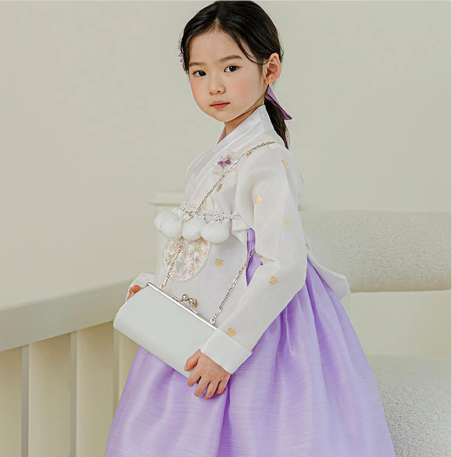 Ivory Foil Trad Dress for Korean Kids
