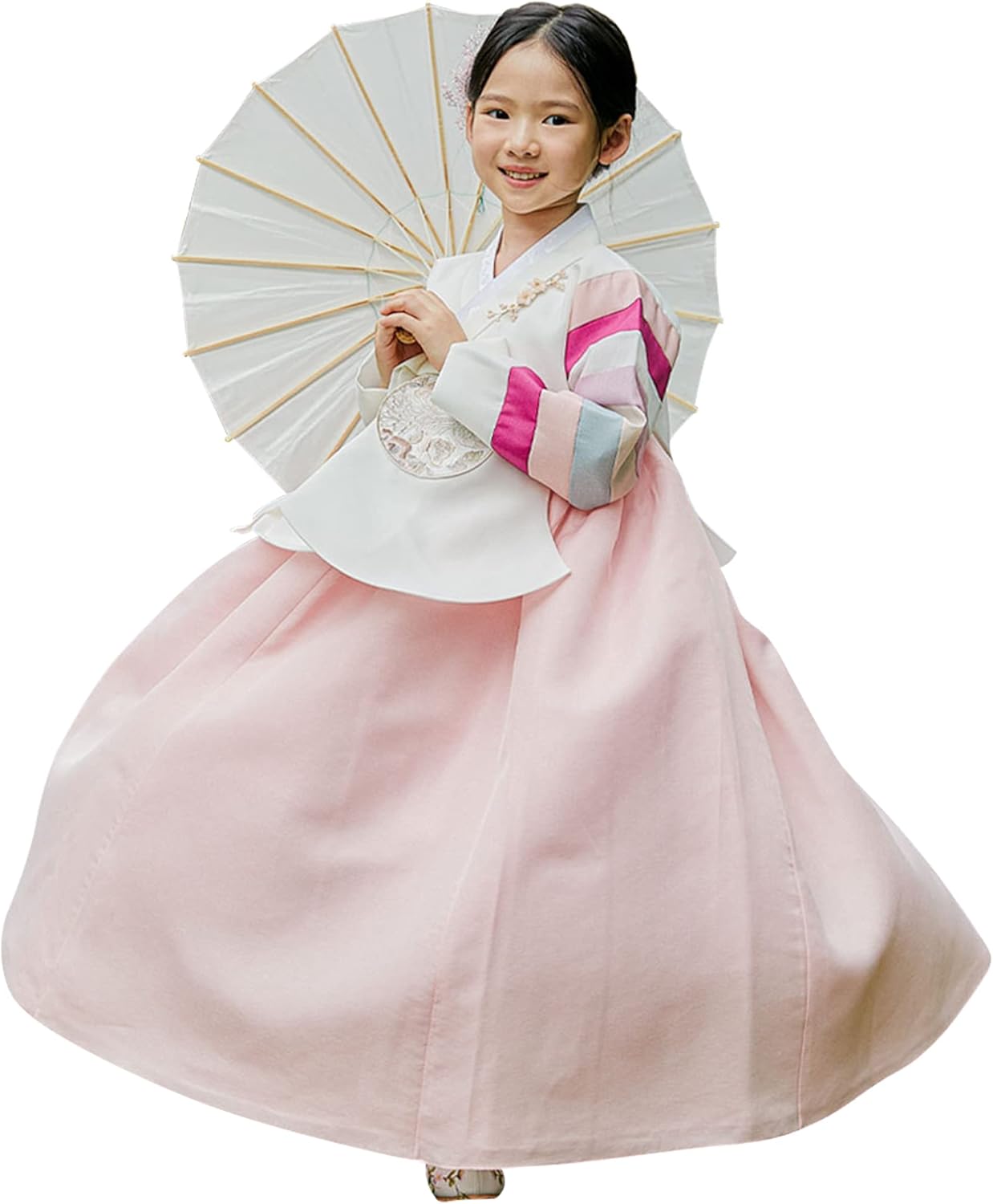 Striped Coral Korean Baby Hanbok