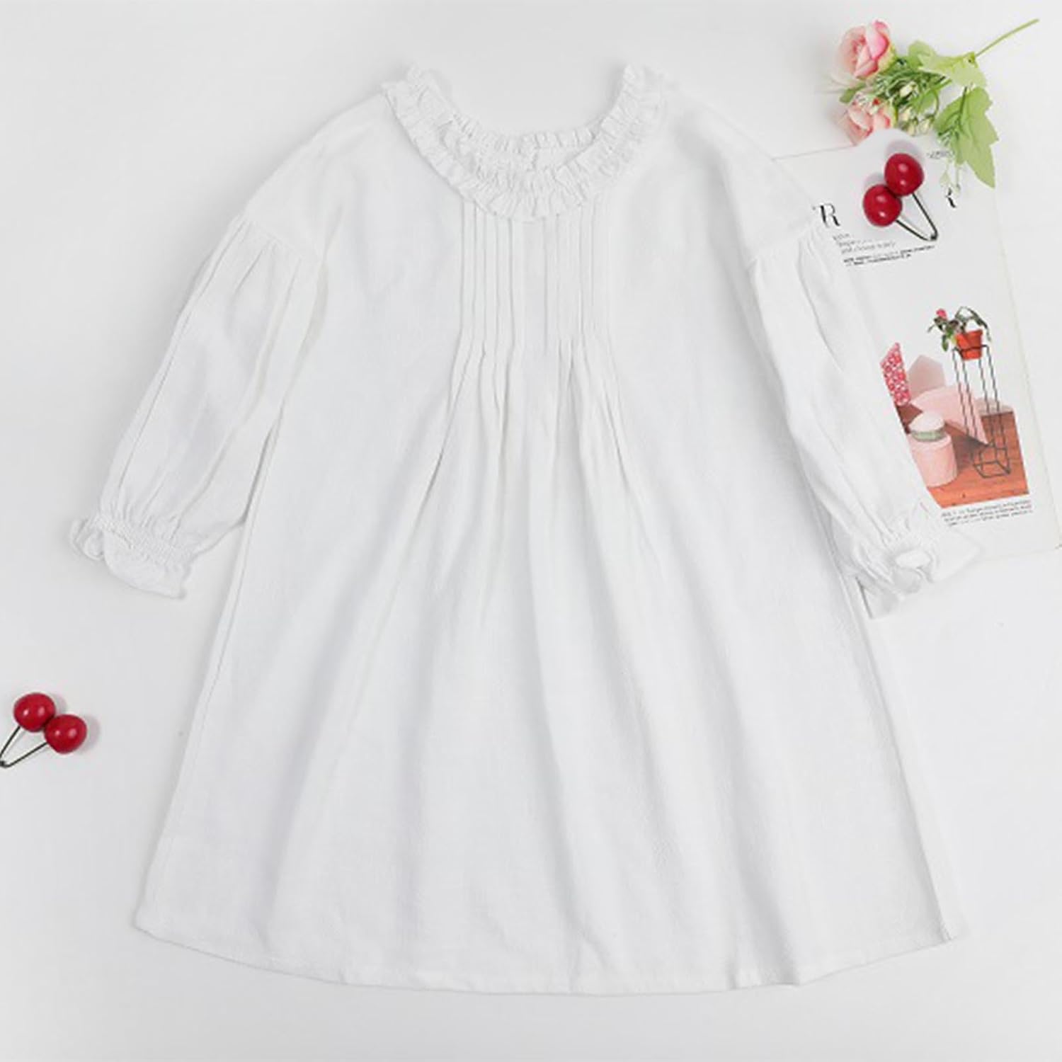 Adorable Toddler Girl Cotton Linen Dress with Ruffled Sleeves for Girls
