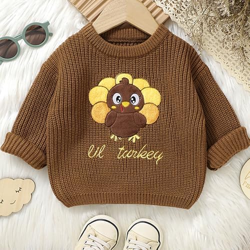 Cute Turkey Three Pattern Knitted Sweater Dress for Kids