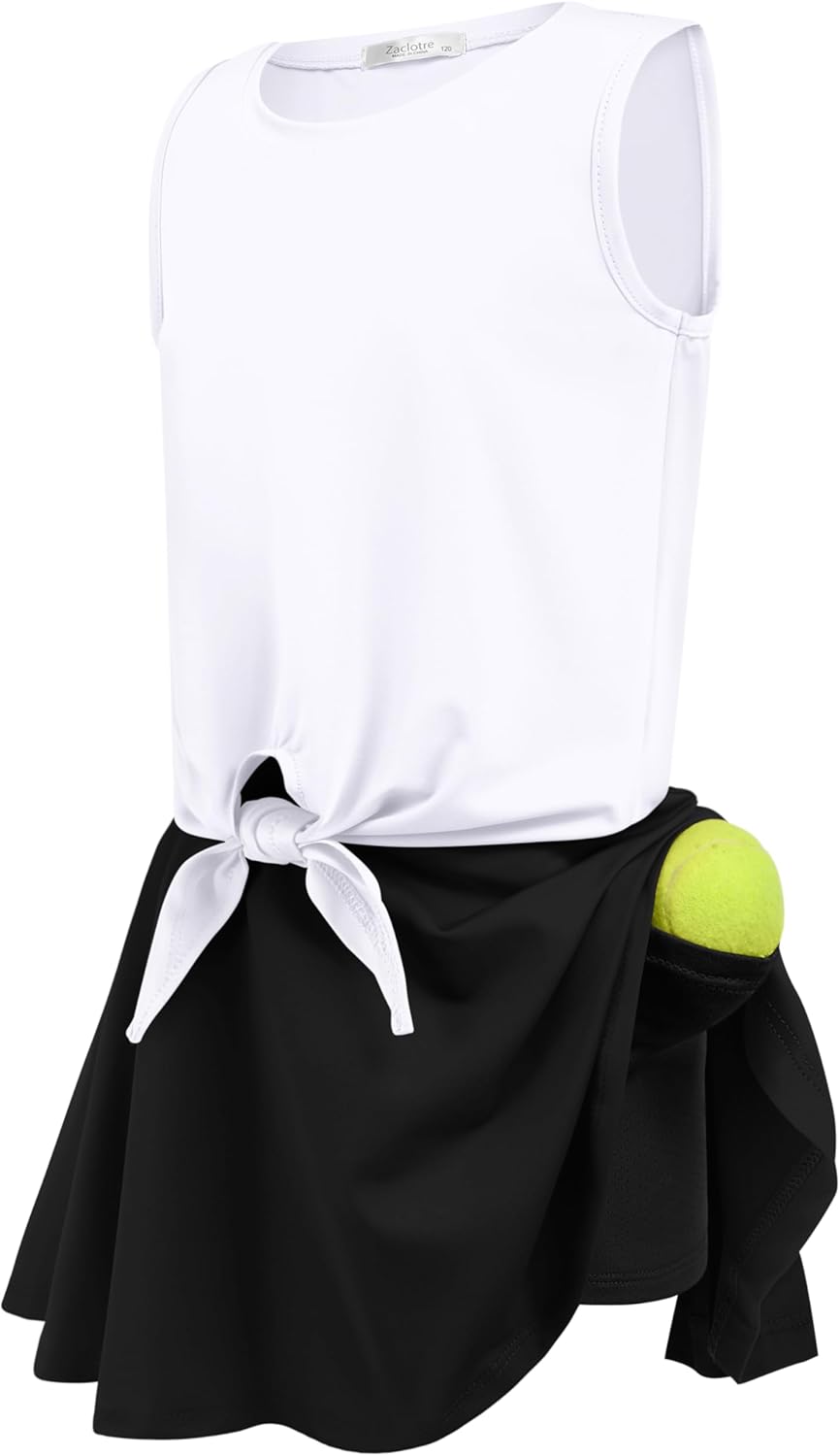 Festive Girls TennisC Golf Outfit Trendy Adjustable Top Skirt