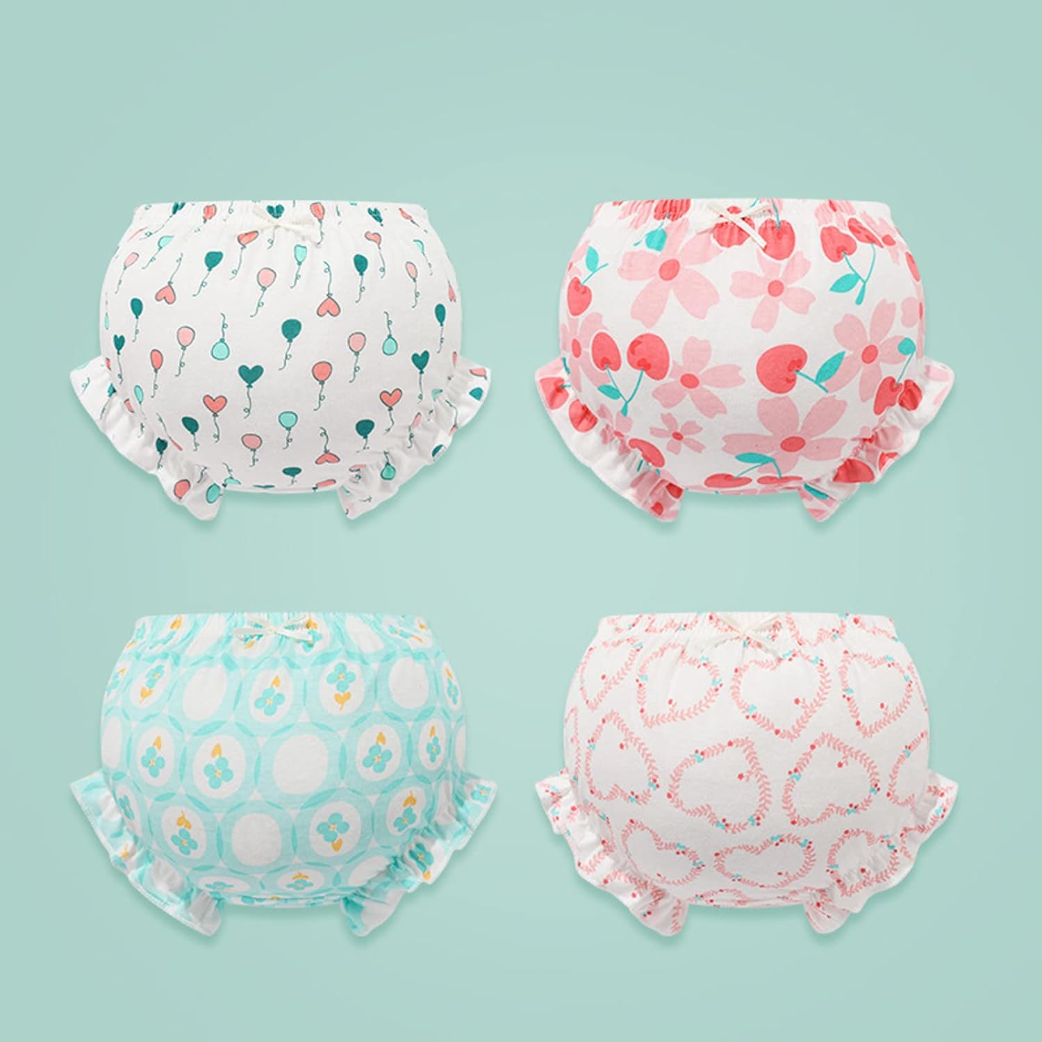 4-Piece Ruffle Back Underwear Set for Baby Girls Boys Toddler