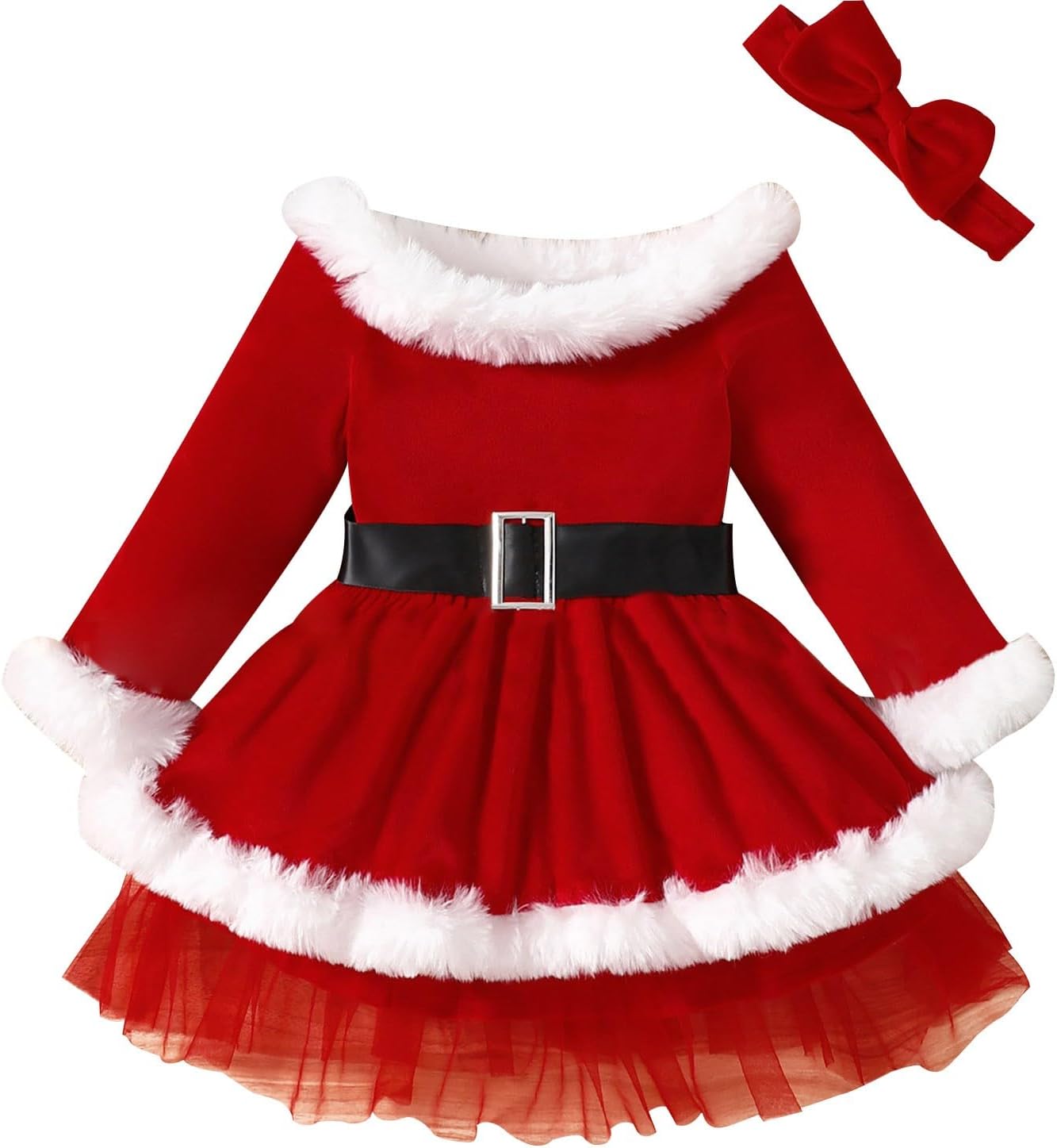 Double Layer Princess Dresses Fur Border Set for Boys Christmas