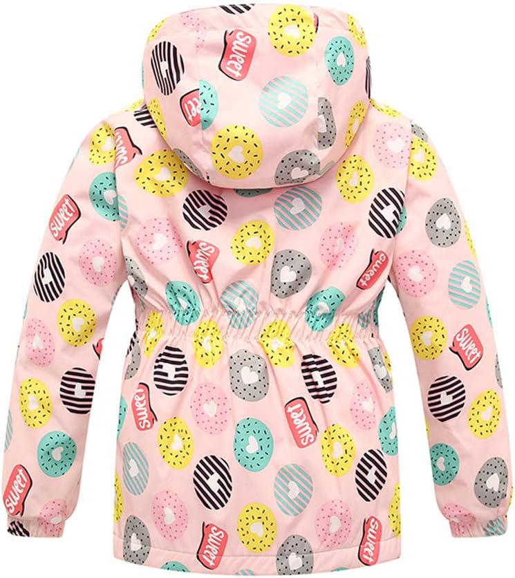 Girls Rain Jacket Waterproof Zip Windbreaker with Fleece Lining