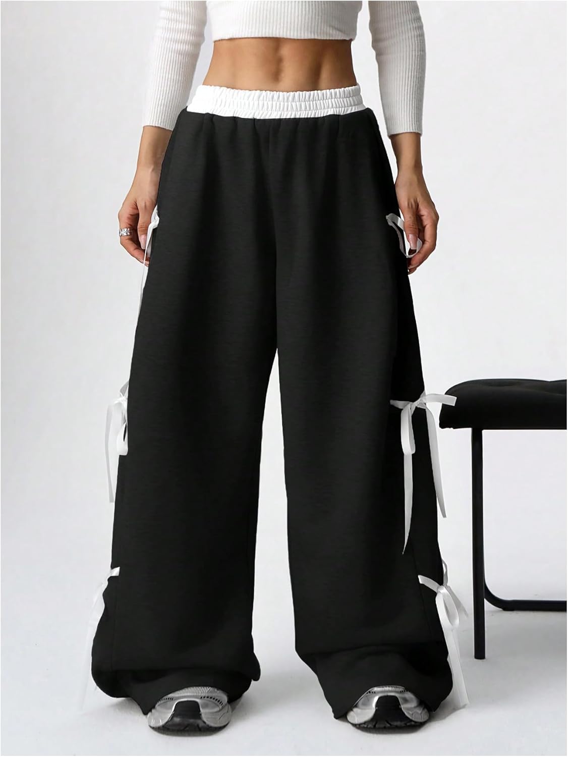 Verdusa Boys Coquette Bow Wide Leg Elastic WaistBaggy Athletic Pants with Pockets