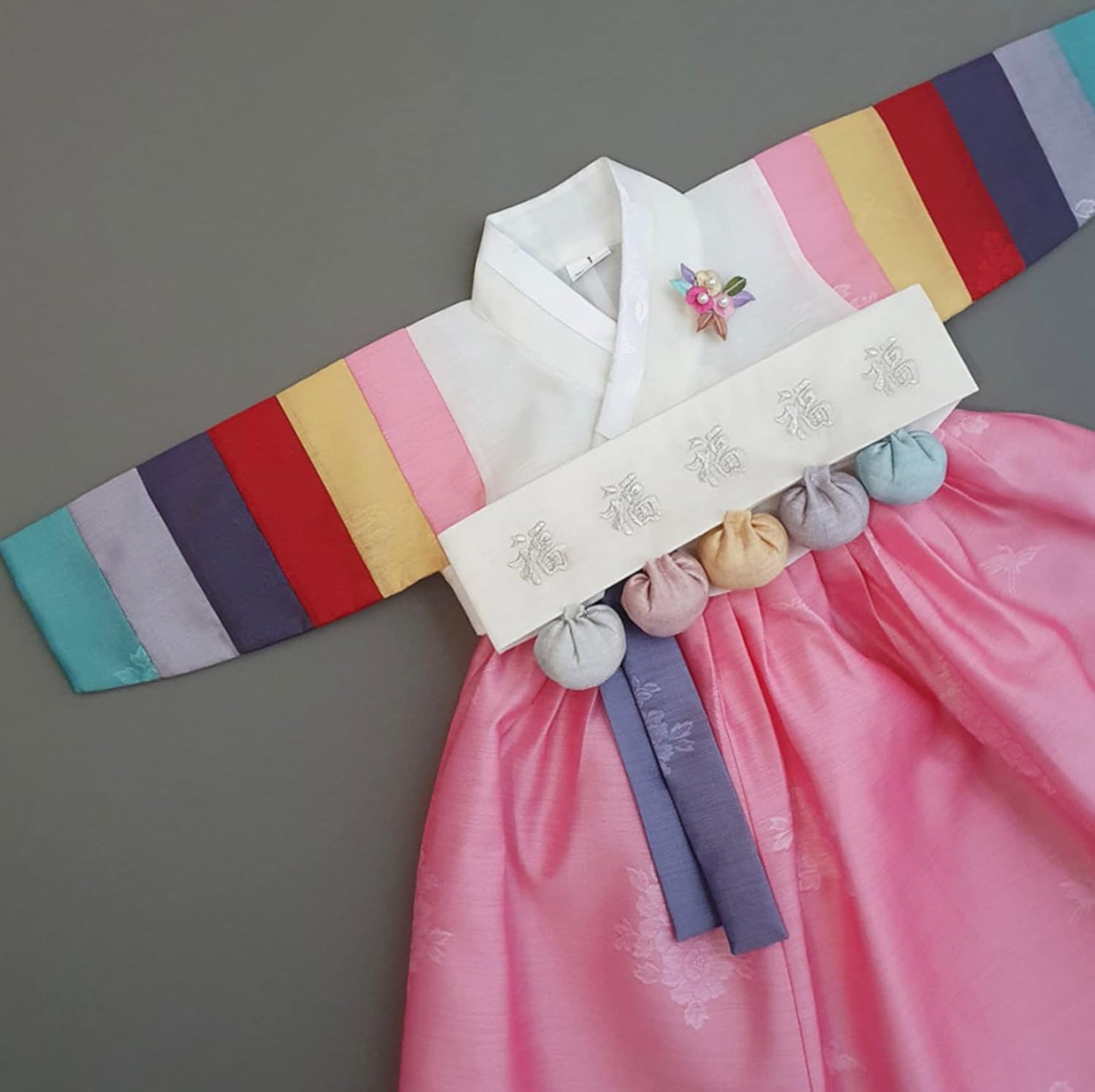 children Korean Baby Girl Hanbok Ivory Pink