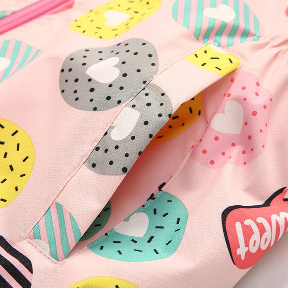 Girls Rain Jacket Waterproof Zip Windbreaker with Fleece Lining