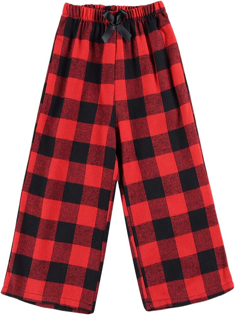 Modnga Kids Christmas Pants Red Plaid Buffalo Bottom Black Stretch