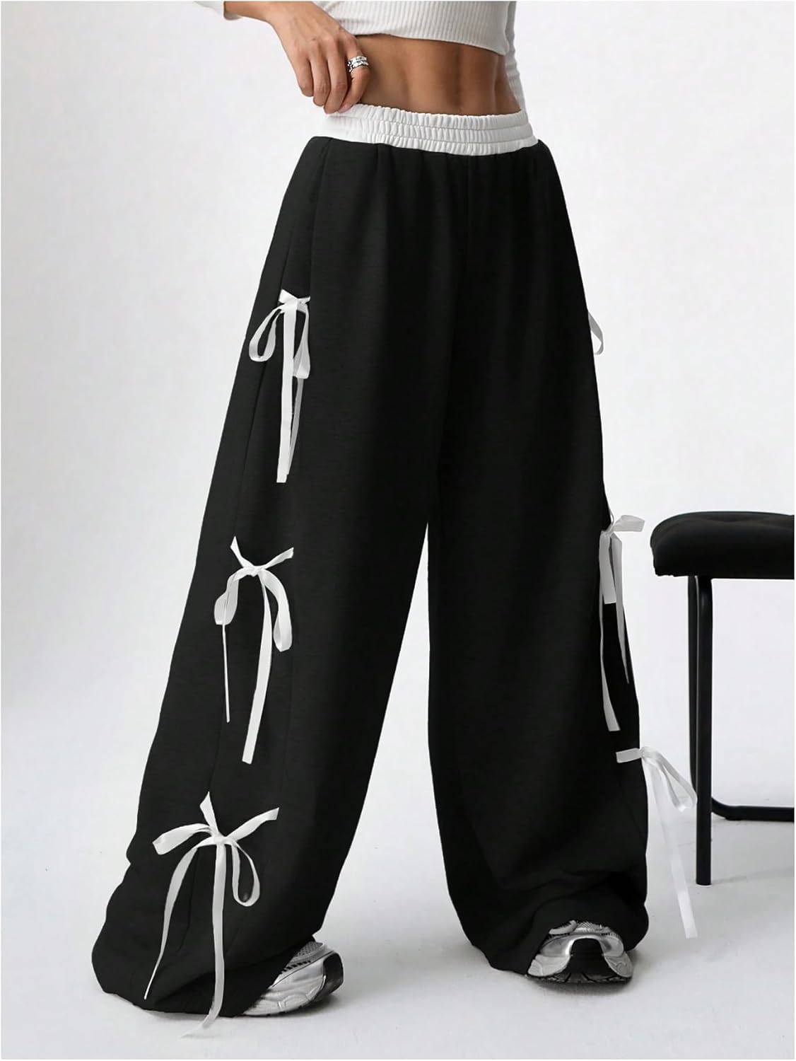Verdusa Boys Coquette Bow Wide Leg Elastic WaistBaggy Athletic Pants with Pockets