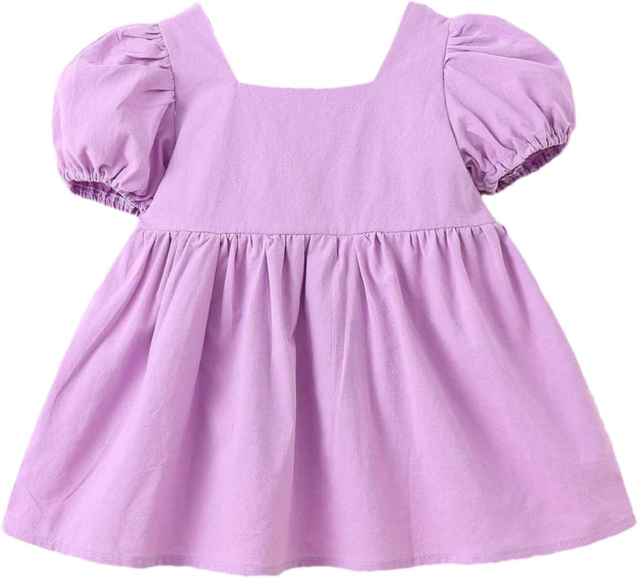 Beessbest 3D Flower Puff Sleeve Dress for Baby Toddler Girls Summer Playwear