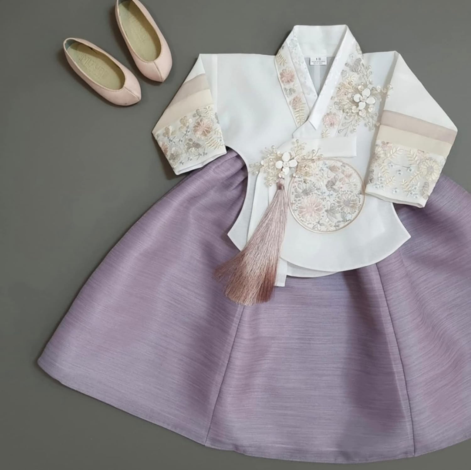 Festive Striped Sleeve Baby Girl Korean Hanbok for Special Occasions