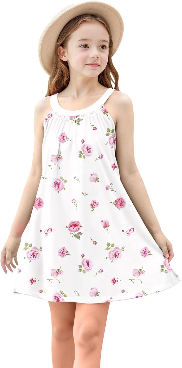 Beessbest Girls Day Out Rainbow Sundress Striped Cartoon Colourful sleevelessCasual Summer Dress
