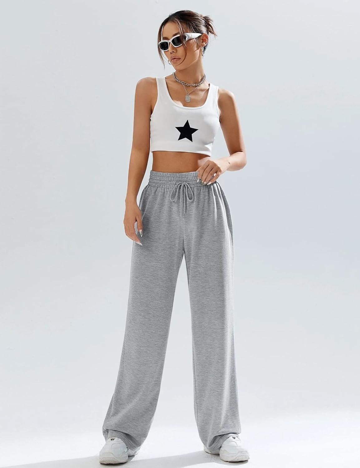 Kiench Teens Girls High-Waisted Drawstring Sweatpants