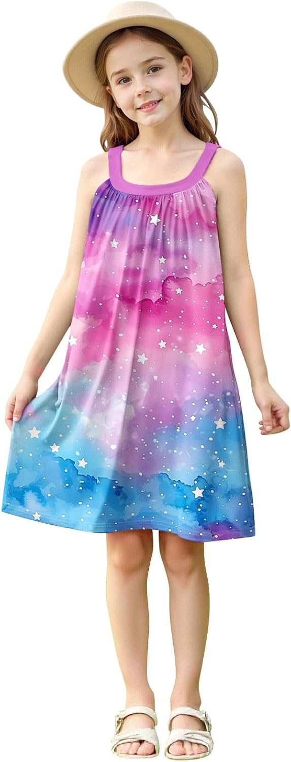 Rainbow Striped Summer Dress for Girls Kids and Toddlers