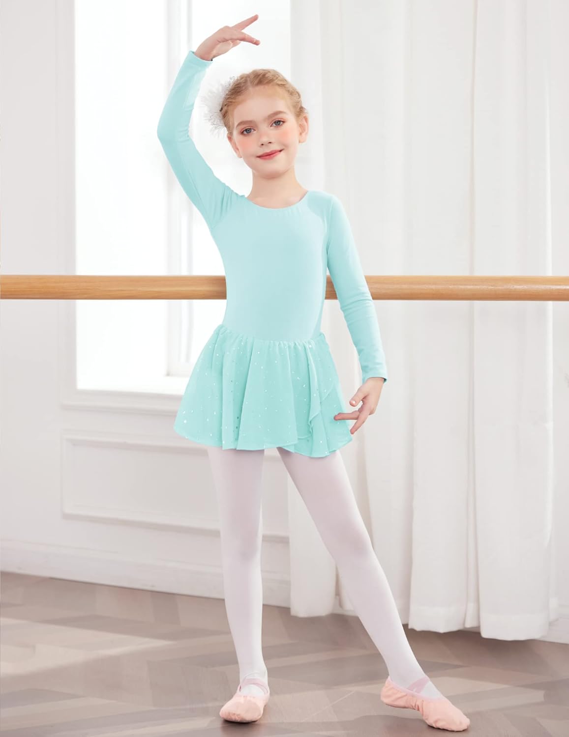 Arshiner Kids Girls Classic Long Sleeve Leotard Dance Ballet Dress