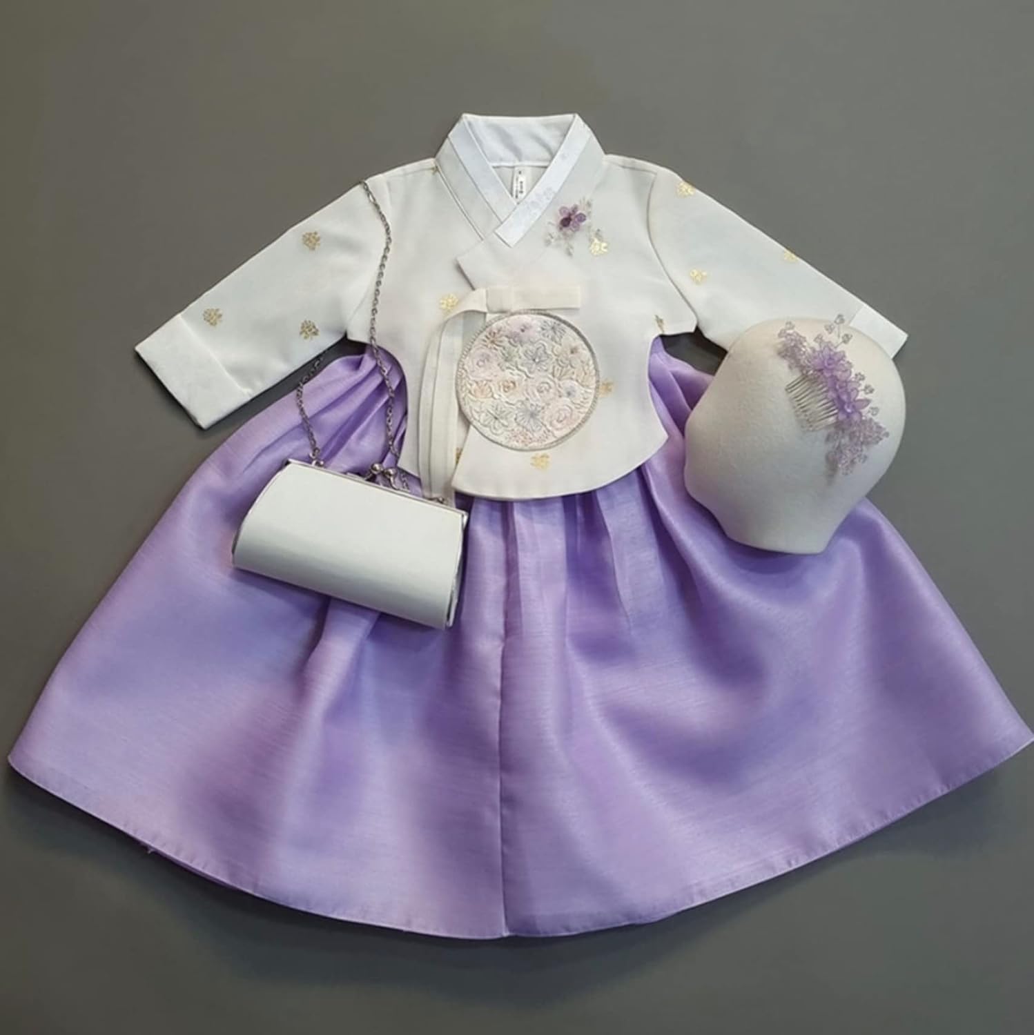 Ivory Foil Trad Dress for Korean Kids