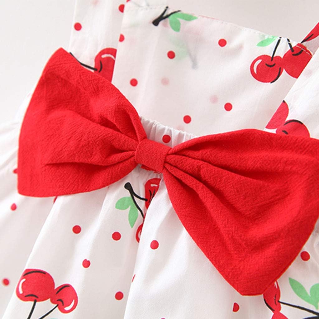 AMIMOJY Bow Kids Dresses Girls Hat Toddler Sleeveless Outfits