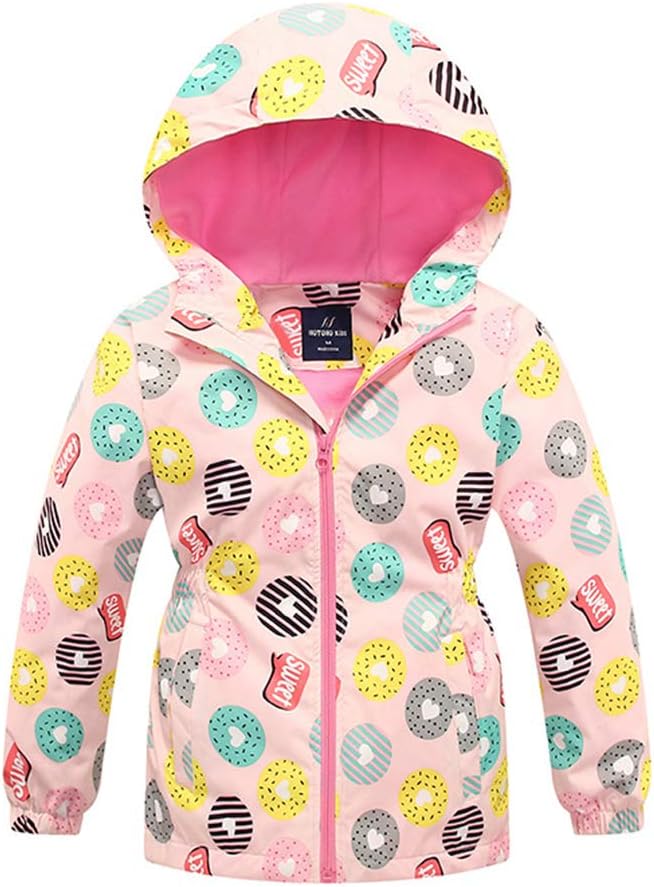 Girls Rain Jacket Waterproof Zip Windbreaker with Fleece Lining