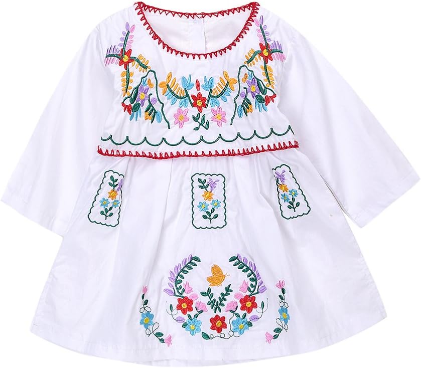 Elegant Ethnic Floral Knit Dress for Baby Girls