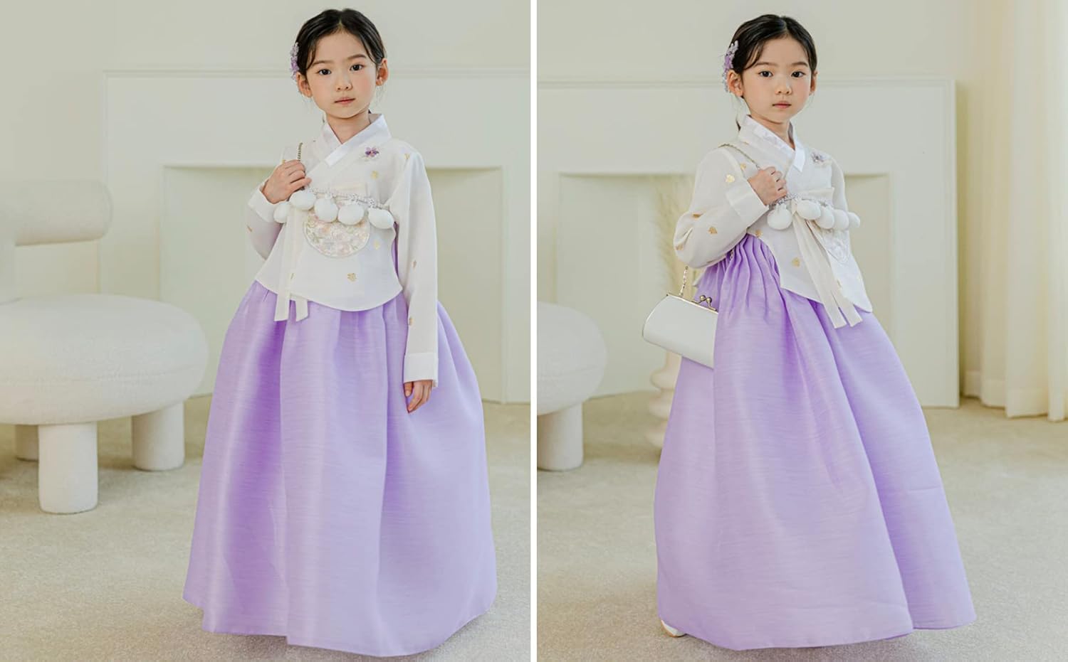 Ivory Foil Trad Dress for Korean Kids