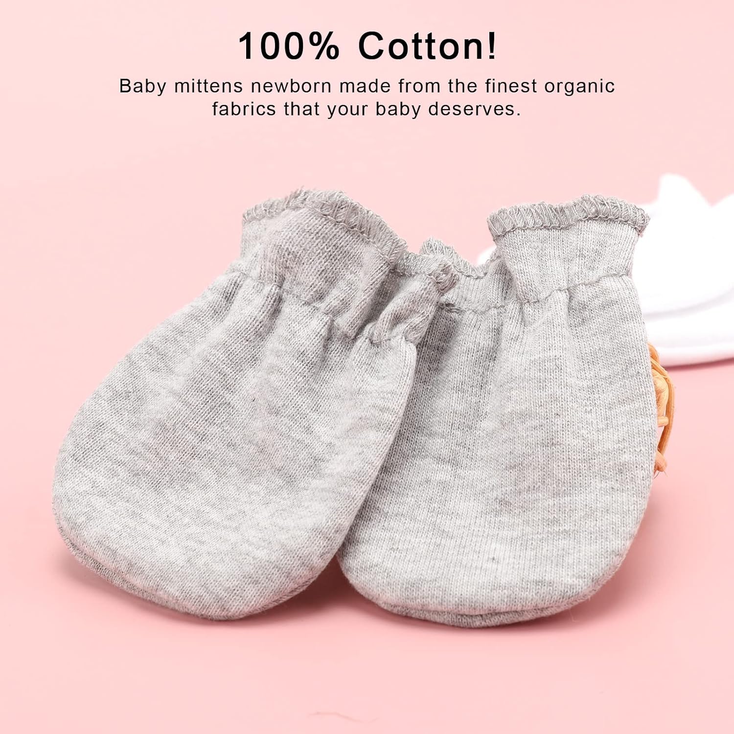 Perfect Gift - Soft Organic Cotton No-Scratch mittens for Newborn
