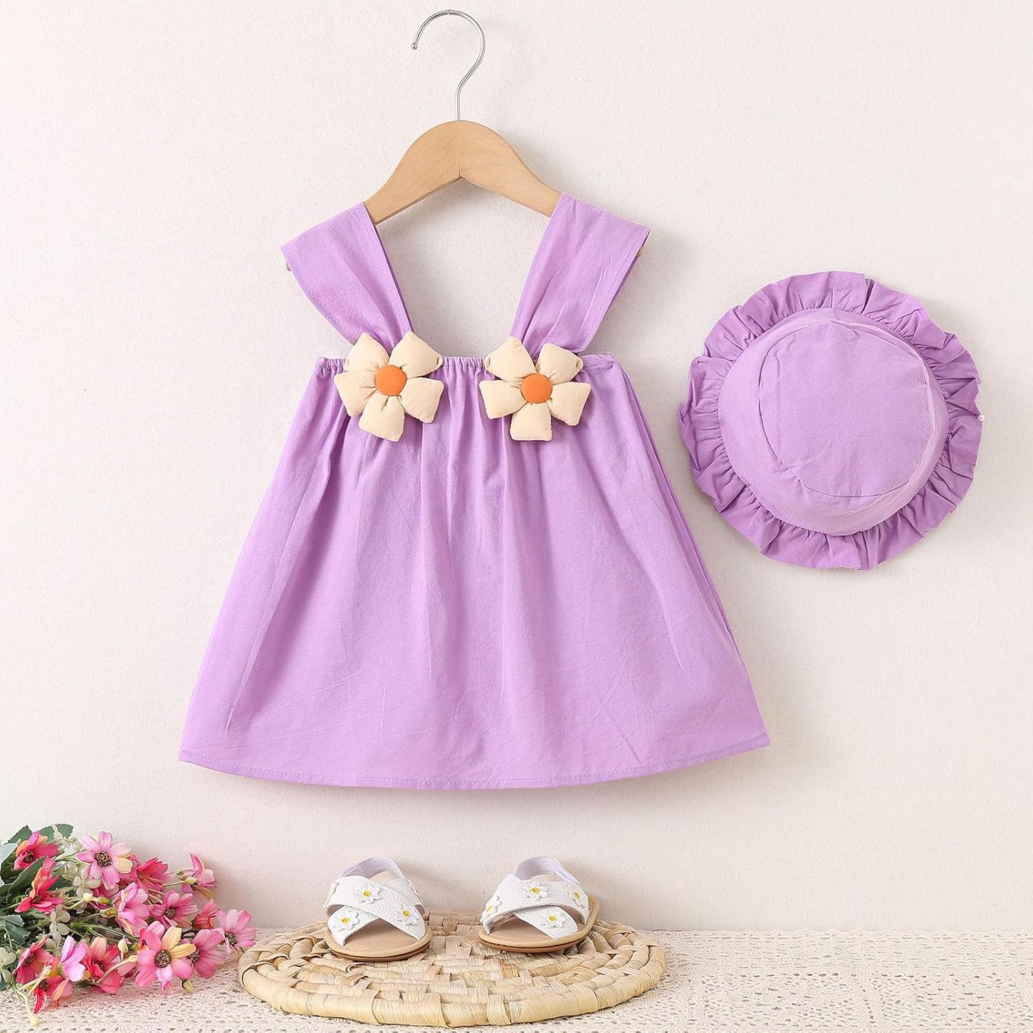 Adorable Toddler Girls Smocked Dresses Sun Hats