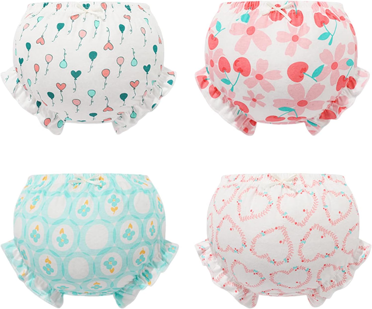 4-Piece Ruffle Back Underwear Set for Baby Girls Boys Toddler