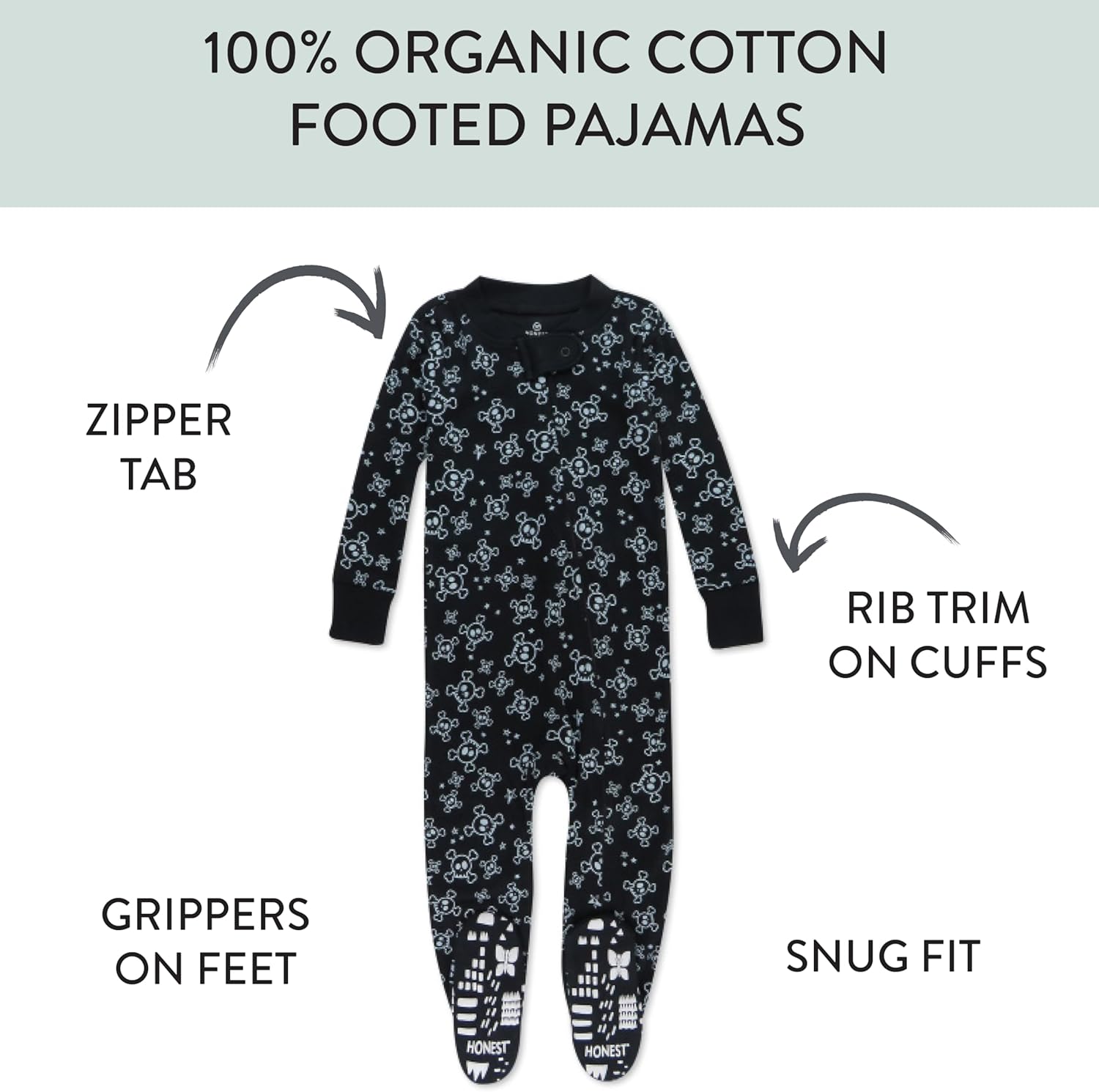 Organic Cotton PJs HonestBaby Non-Slip Footed Pjs