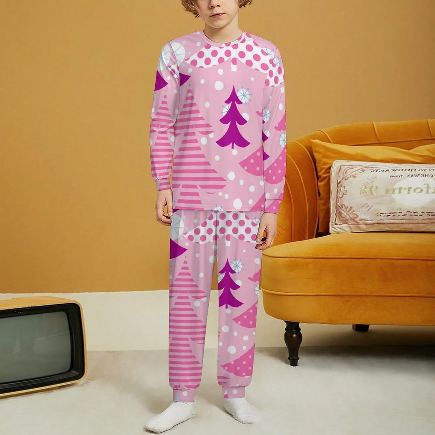 MEIKKO Christmas Snowman Thermal Pajamas for KidsSoft and Comfortable