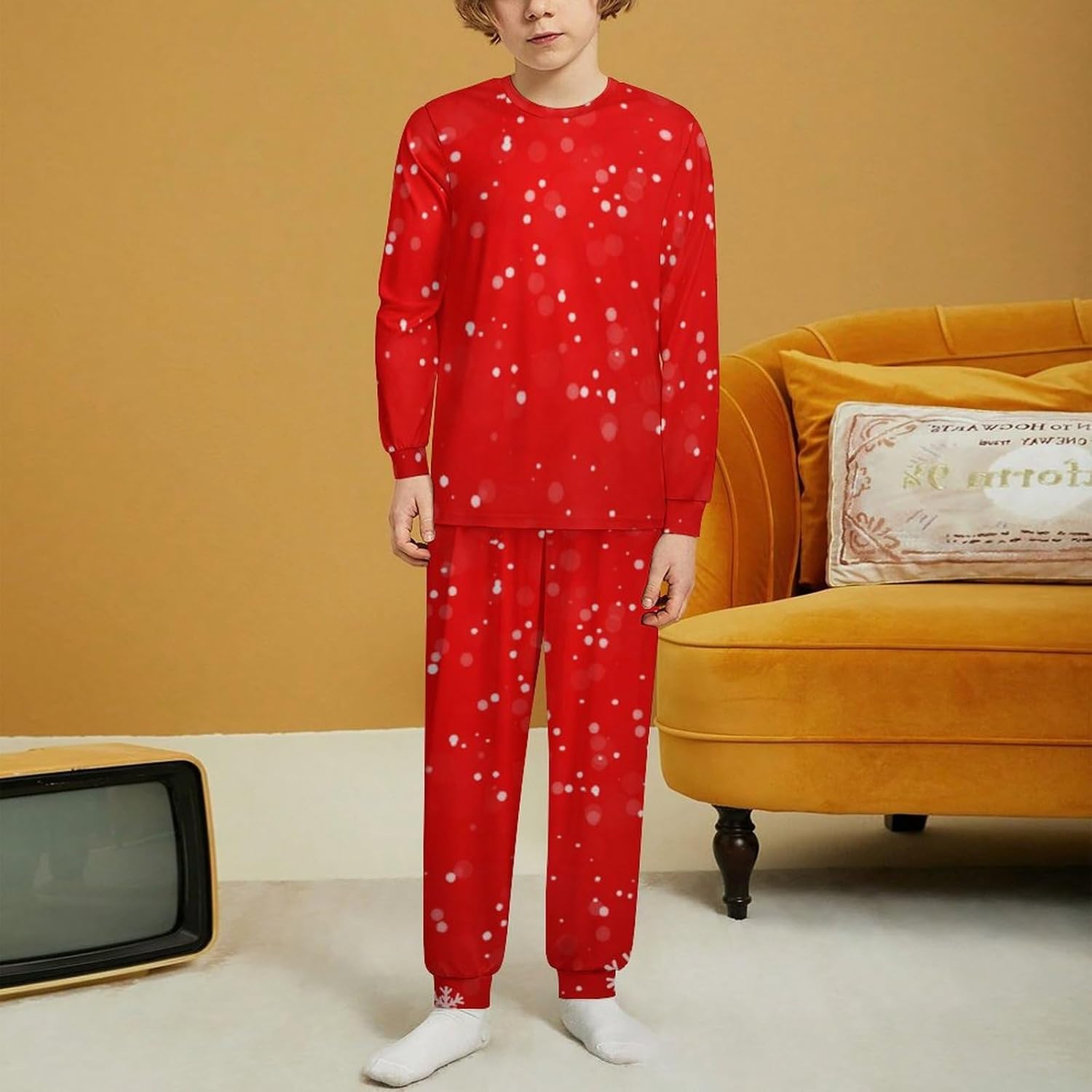 MEIKKO Christmas Gnomes Lights Thermal Underwear Set for Kids
