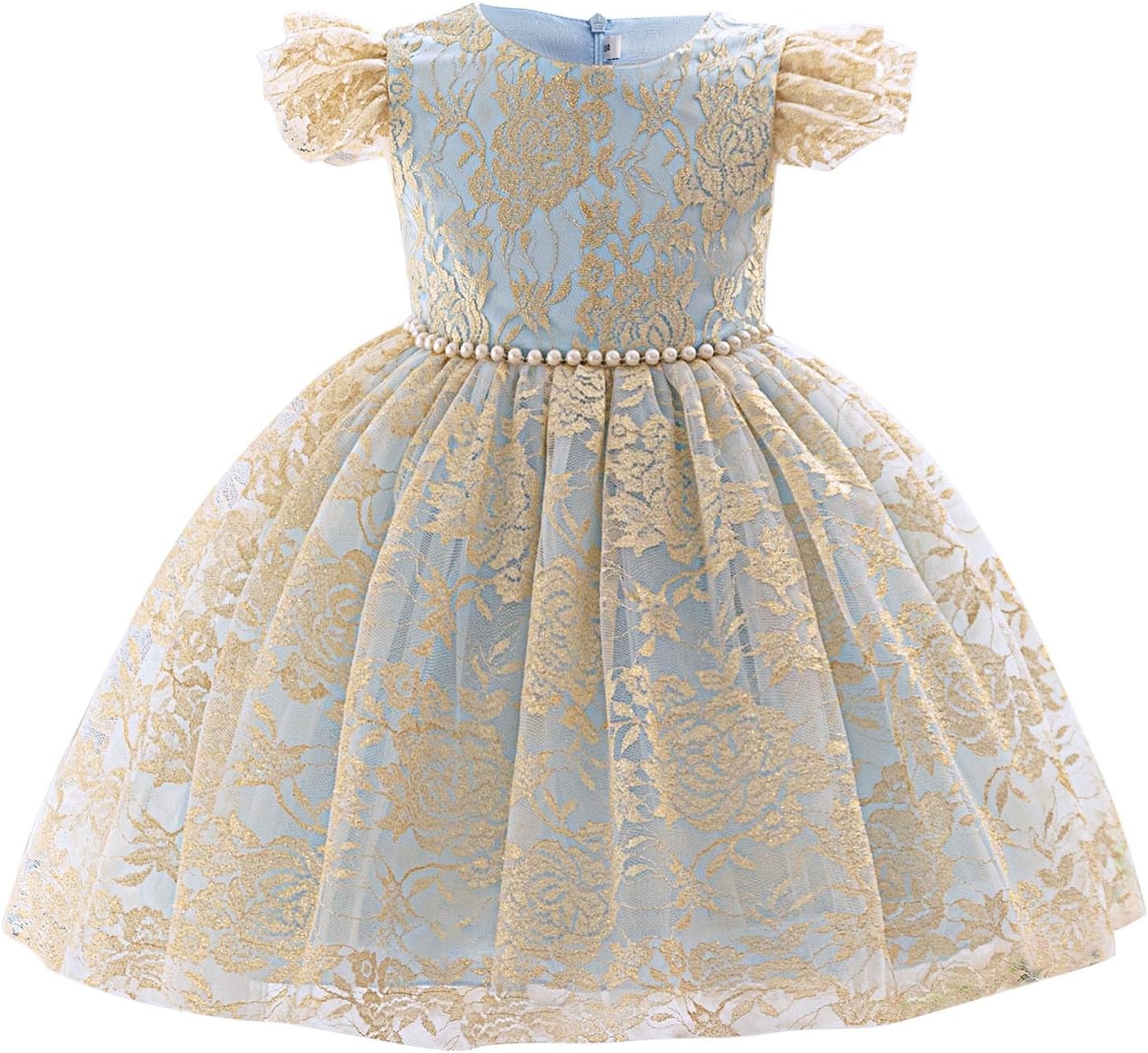 Beessbest Flower Girl Lace Dress Ruffle Sleeve